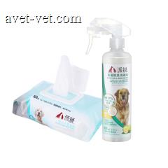 派锐 犬猫通用杀菌除臭剂+狗用保湿湿巾 清洁套装 多种类可选 柠檬味+沐浴湿巾 309ml+100片