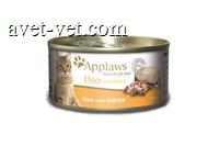 爱普士Applaws 鸡肉吞拿鱼双层慕斯猫-罐头 70g/罐